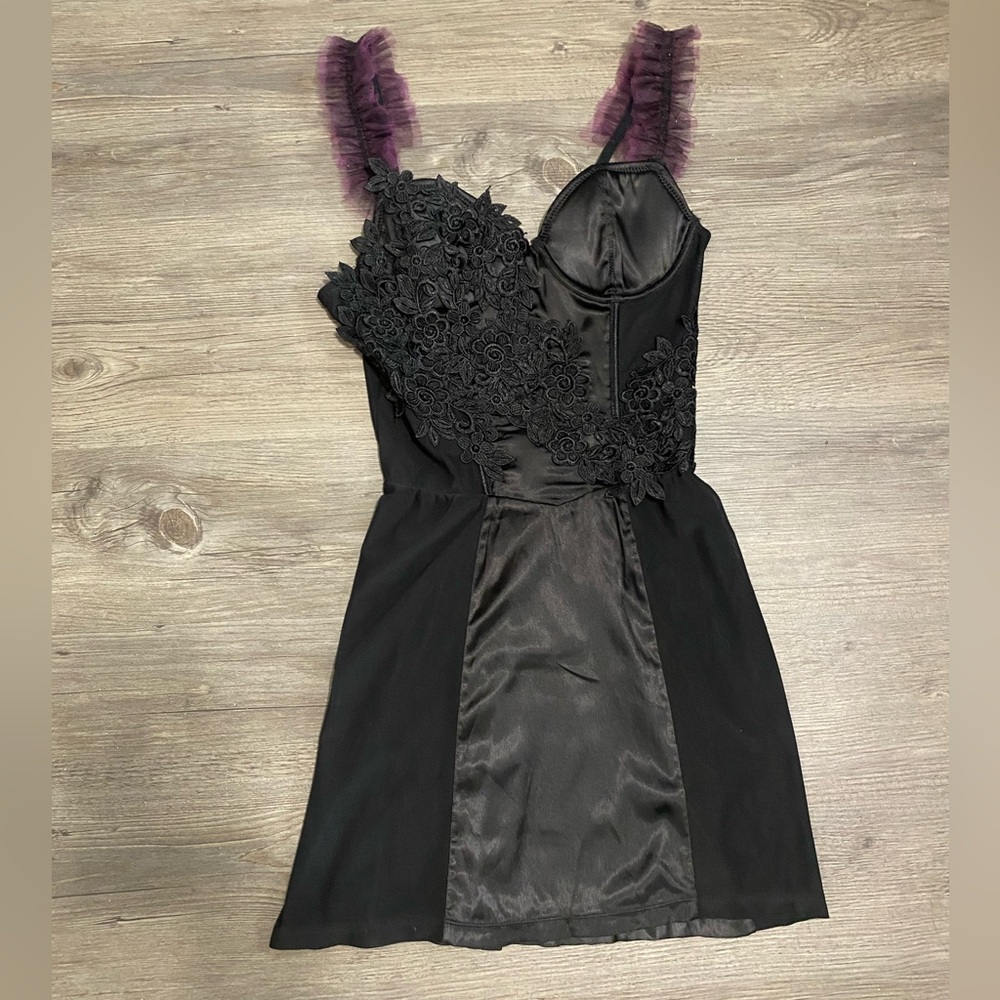 NWOT Dolls Kill / Unholy Black Floral Mini Dress